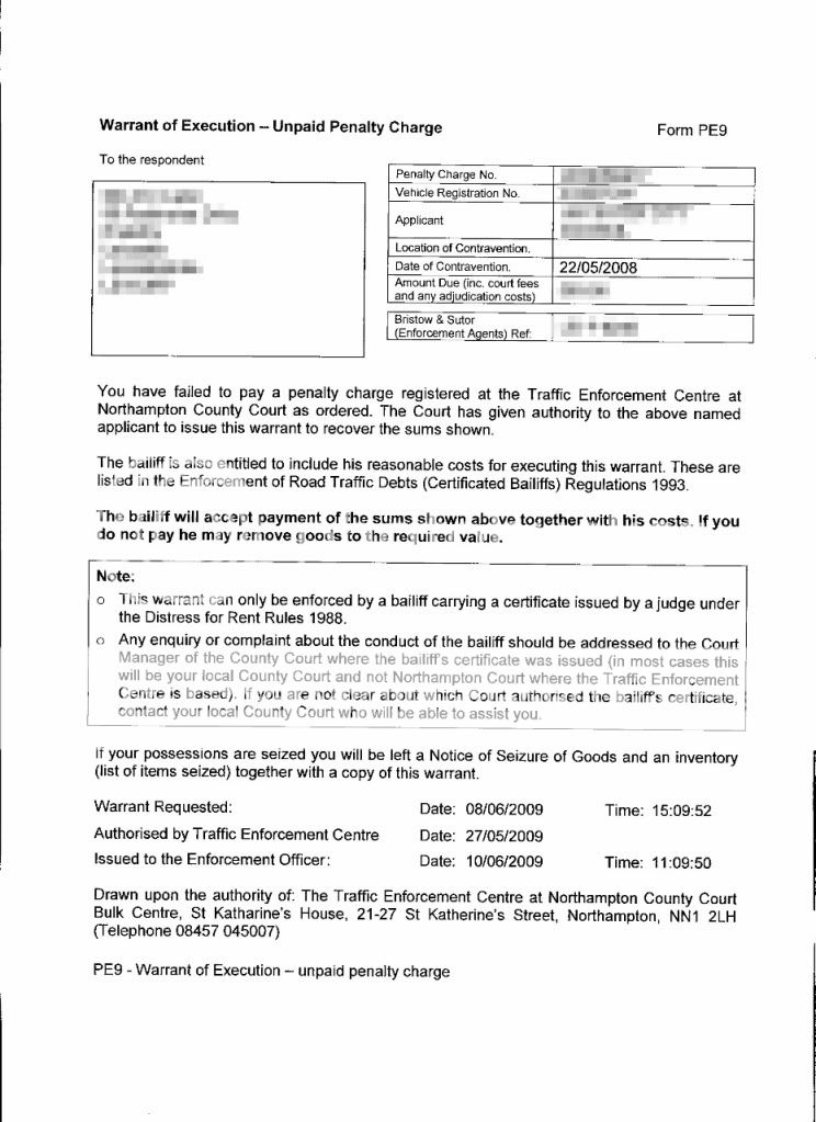 Advice re Warrant of Execution/Removed car belonging to 3rd Party